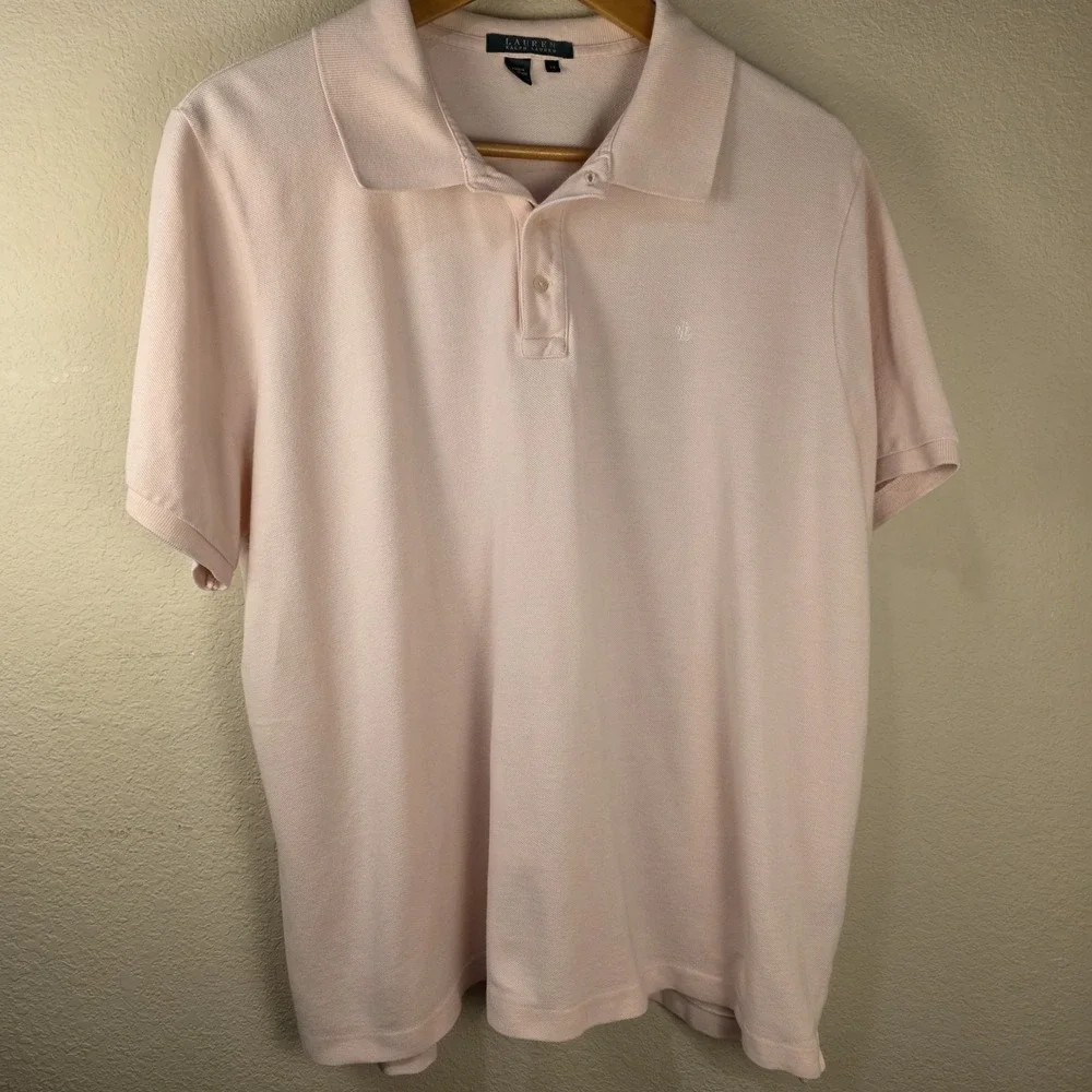 LAUREN RALPH LAUREN Mens‎ Short Sleeve Pink Polo Shirt In Size XXL